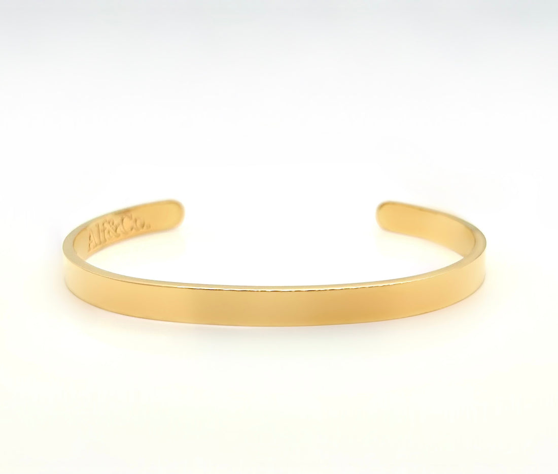 Personalised Custom Cuff Bangle - Laser Engraved Silver / Gold / Rose Gold