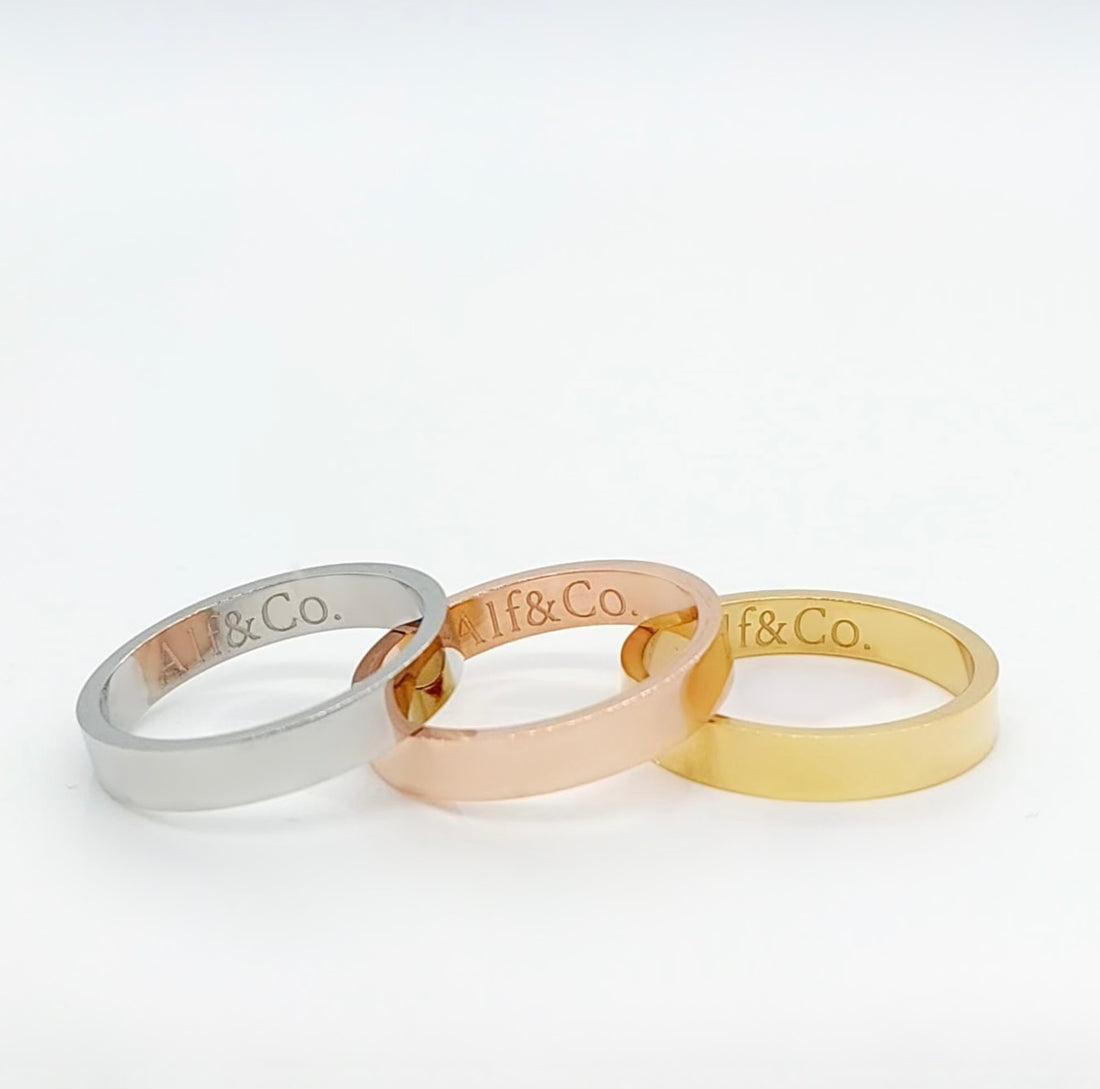 Personalised  Custom Ring - Laser Engraved Silver / Gold / Rose Gold