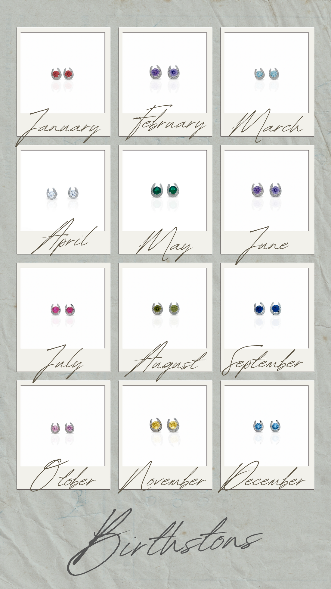 Horseshoe Birthstone Earrings