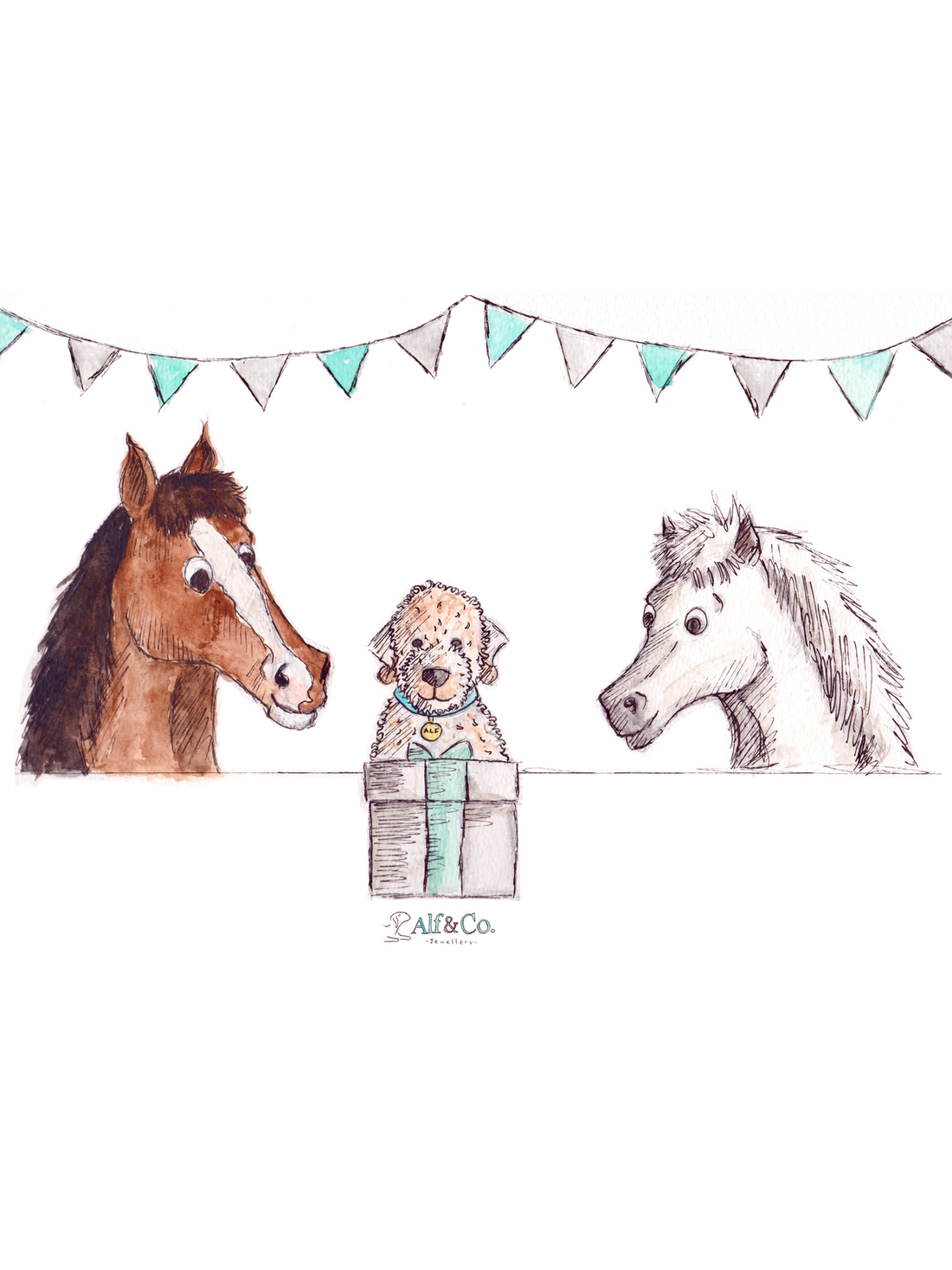 Alf & Co - Equestrian Greeting Card