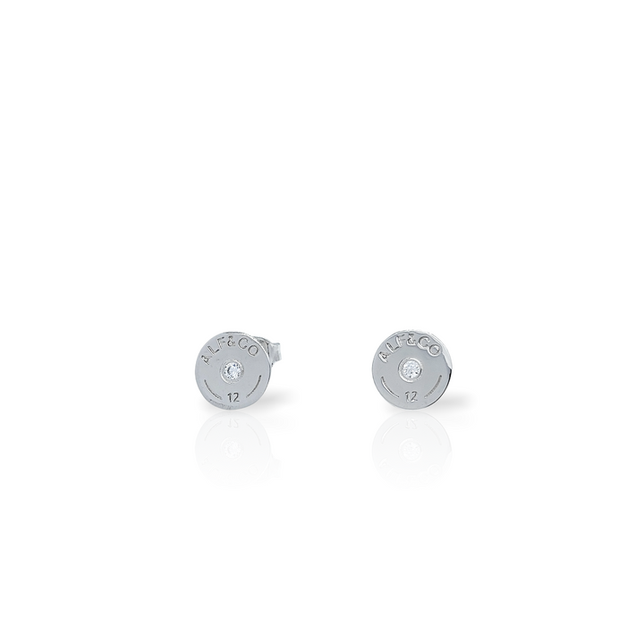 Silver Shotgun Shell Stud Earring