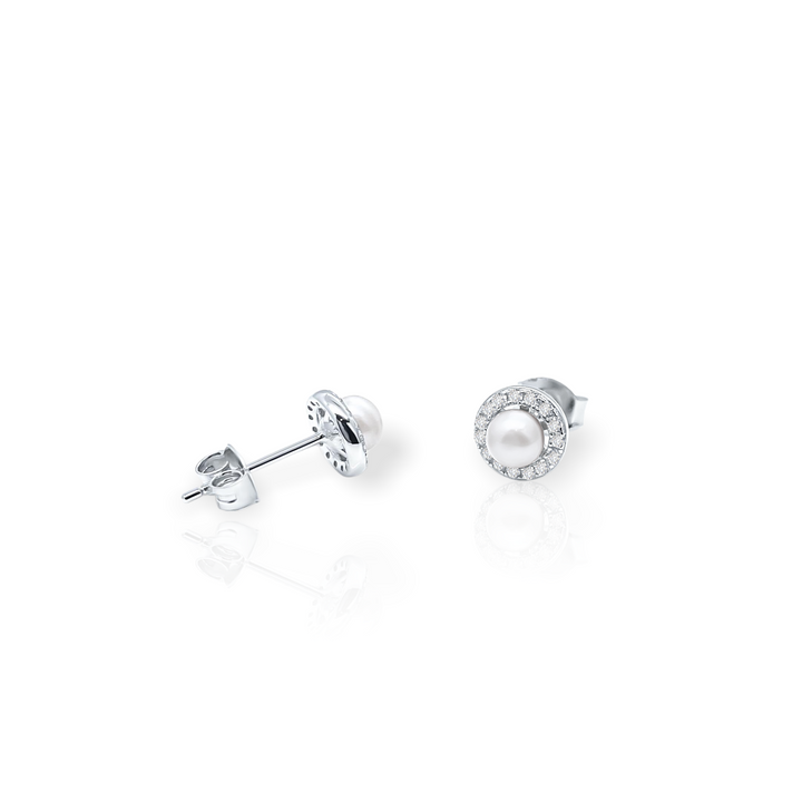 Paved Pearl Stud Earring