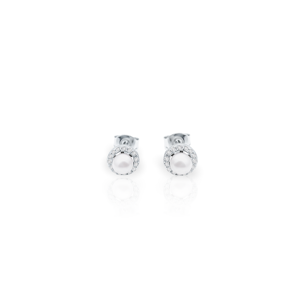 Paved Pearl Stud Earring