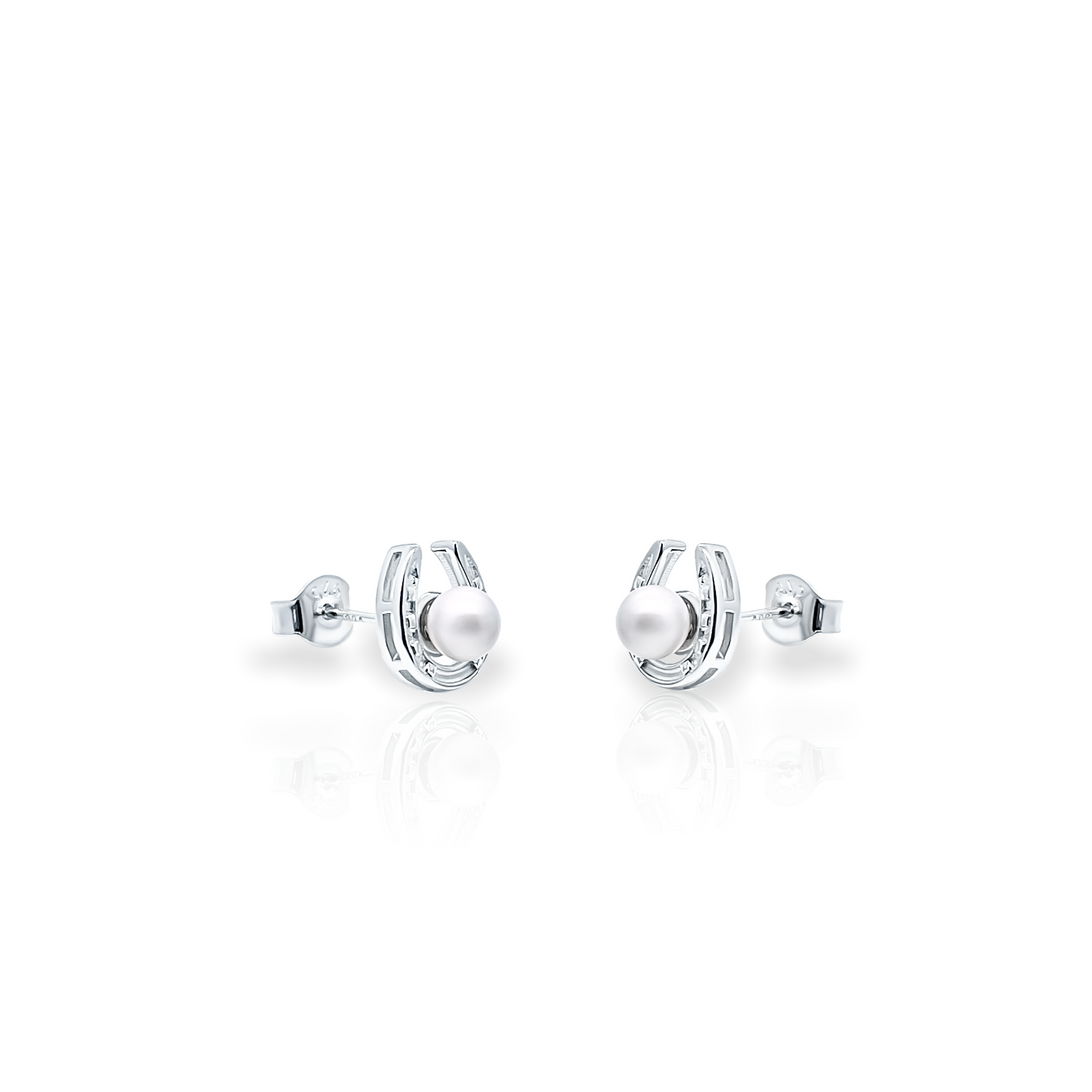 Horseshoe Pearl Stud Earring